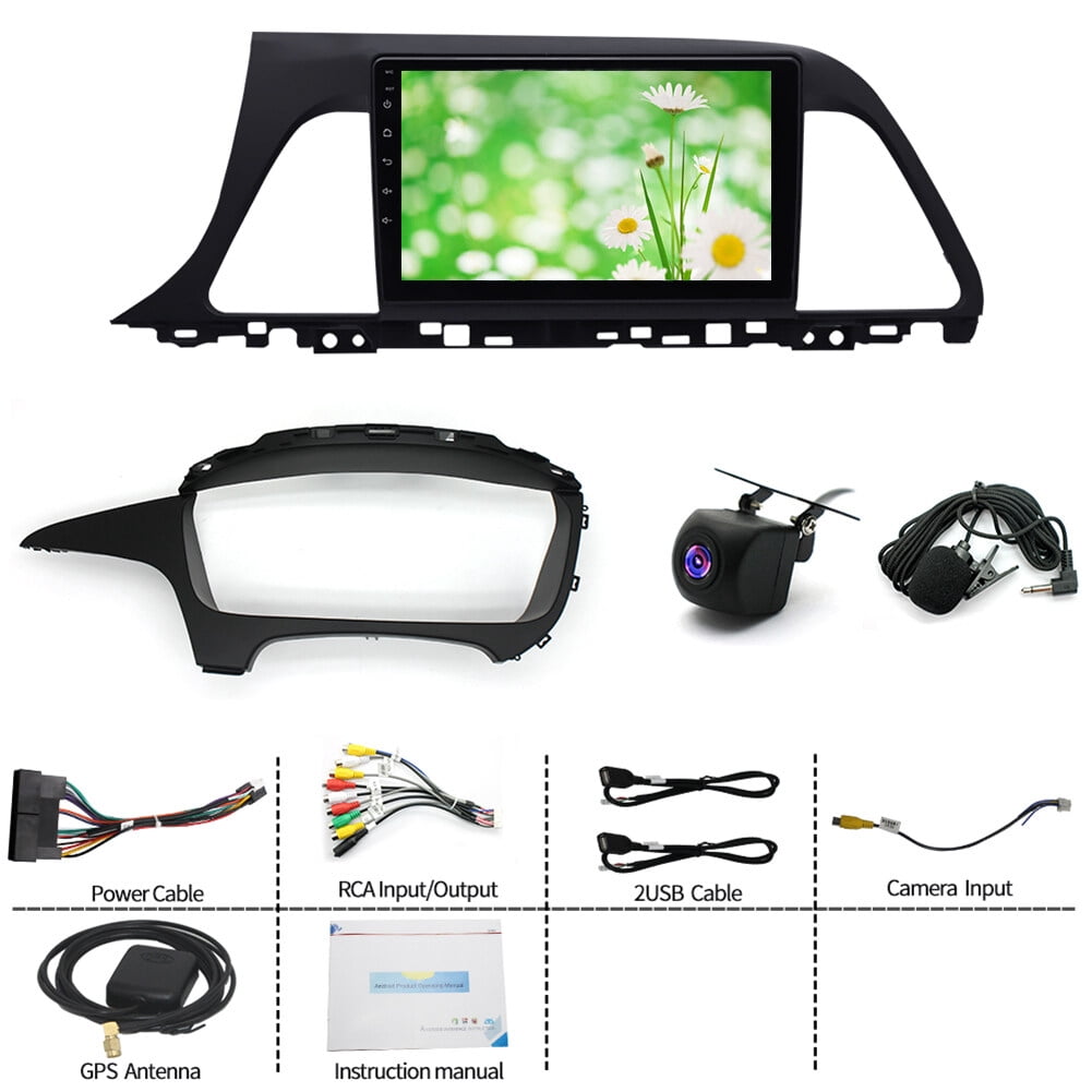 Car Stereo for 2015-2017 Hyundai Sonata with Wireless Carplay Android Auto, 9 Inch IPS Touch Screen Radio, Bluetooth GPS WiFi DSP FM RDS SWC+MIC Backup Cam, Auto A/C
