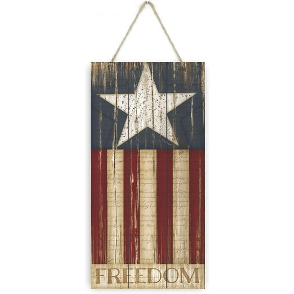 Freedom American Flag Wooden Plank Sign 5x10