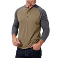 thumbnail image 2 of Lovzfmll Chandail Vintage à Boutons Raglan pour Hommes, Manches Longues Col Rond avec Contraste pour Style Kaki, 2TG, 2 of 6