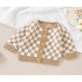 thumbnail image 3 of Infant Baby Boy Girl Autumn Winter Sweater Checkerboard Pattern Long Sleeve Round Neck Pullover Button-Down Knitwear Cardigan, 3 of 7