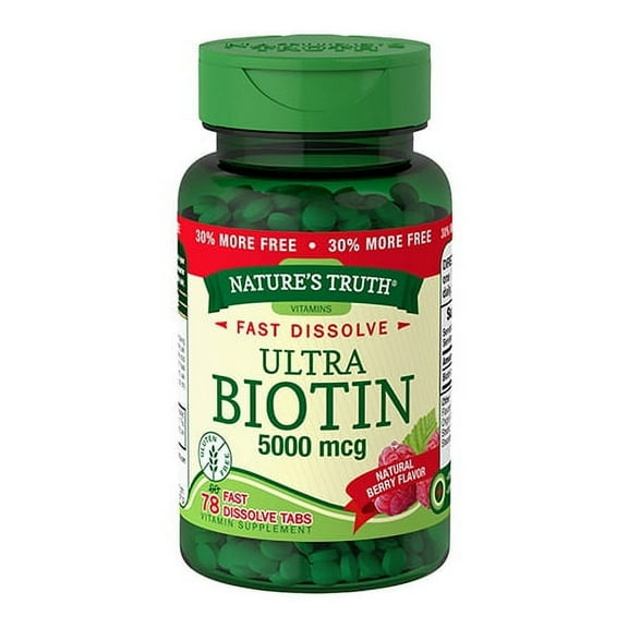 Natures Truth Ultra Biotin 5000mcg Fast Dissolve Tablets Berry Flavor, 78 Ea