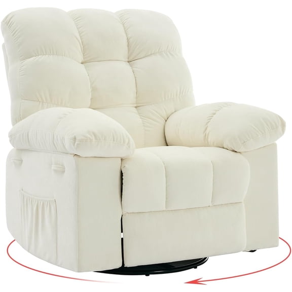 Rocking Recliner Chair,360° Swivel,30° Rocking,135° Tilt,Chenille Upholstery,Q235 Steel Frame Glider Nursery Chair for Small Spaces
