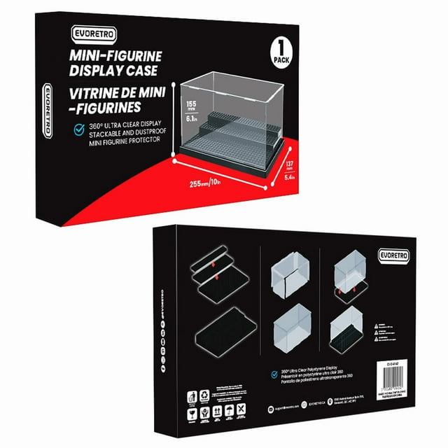 EVORETRO Lego Mini-Figure Display Case – 25.5x15.5x14cm Clear Acrylic Box with Dustproof Cover, Stackable Organizer for Minifigures & Collectibles
