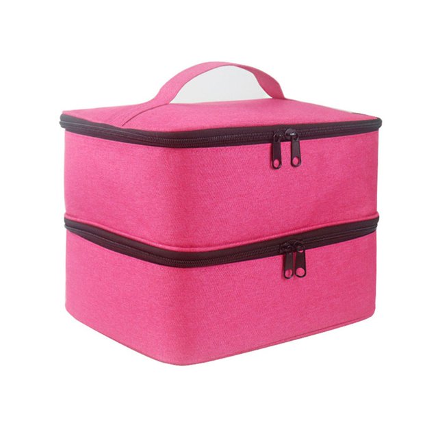 CUITING Nail Polish Organizer Double Layer Organizer Storage Bag Holds 30 Bottles Nail Polish Storage Bag for Manicure Lamp Manicure Tools Essential Oils and Travel