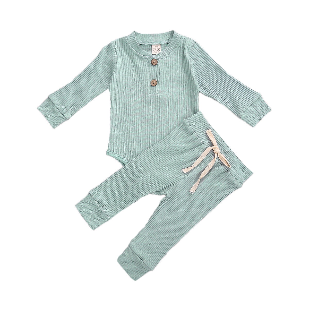12-18 Months Blue Long Sleeved Baby Ribbed Romper 