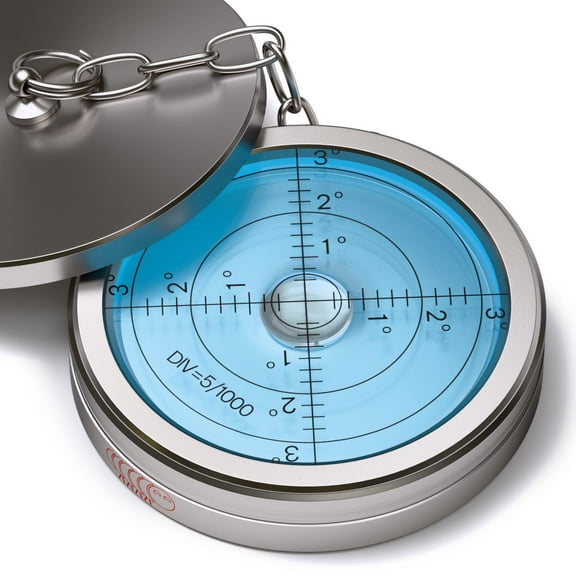 Metal Large Spirit Bubble Level, With Protective Metal Cover, Surface Level - Bulls Eye Bullseye Vial Round, Blue/Silver