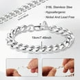 thumbnail image 5 of Lancharmed Couples Bracelets Cuban Chain Chunky Chain Silver Plated Bracelet Galentines Gifts, 5 of 8