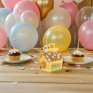 WHAMVOX Elegant Yellow Bee Candy Boxes for Baby Shower and Party Favors Paper Present Treat Boxes 10pcs