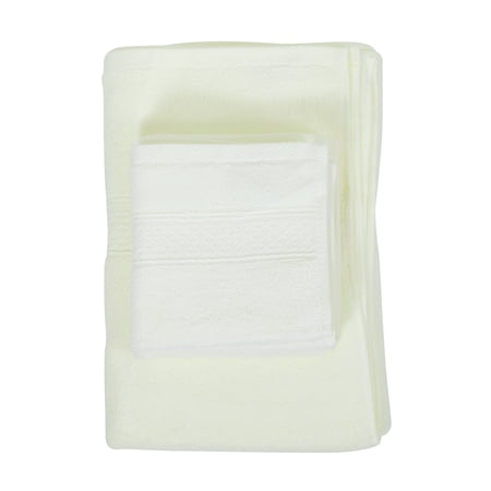 Unique Bargains 3 Pcs Soft Absorbent Cotton Bath Towel Classic Design Light Yellow 27.56 x55.12