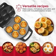 Holstein Housewares 6-Section Non-Stick Arepa Maker, Multi-Food Maker - Eggs, Mini Pancakes, Corncakes and More, Matte Black