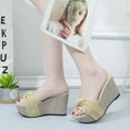 thumbnail image 4 of Pantoufles pour Femmes Pantoufles Chaussures à Enfiler Femmes Été Chaussures Compensées à Plateforme Couvre-Pieds Plateforme Pantoufles à Talons Hauts, 4 of 9