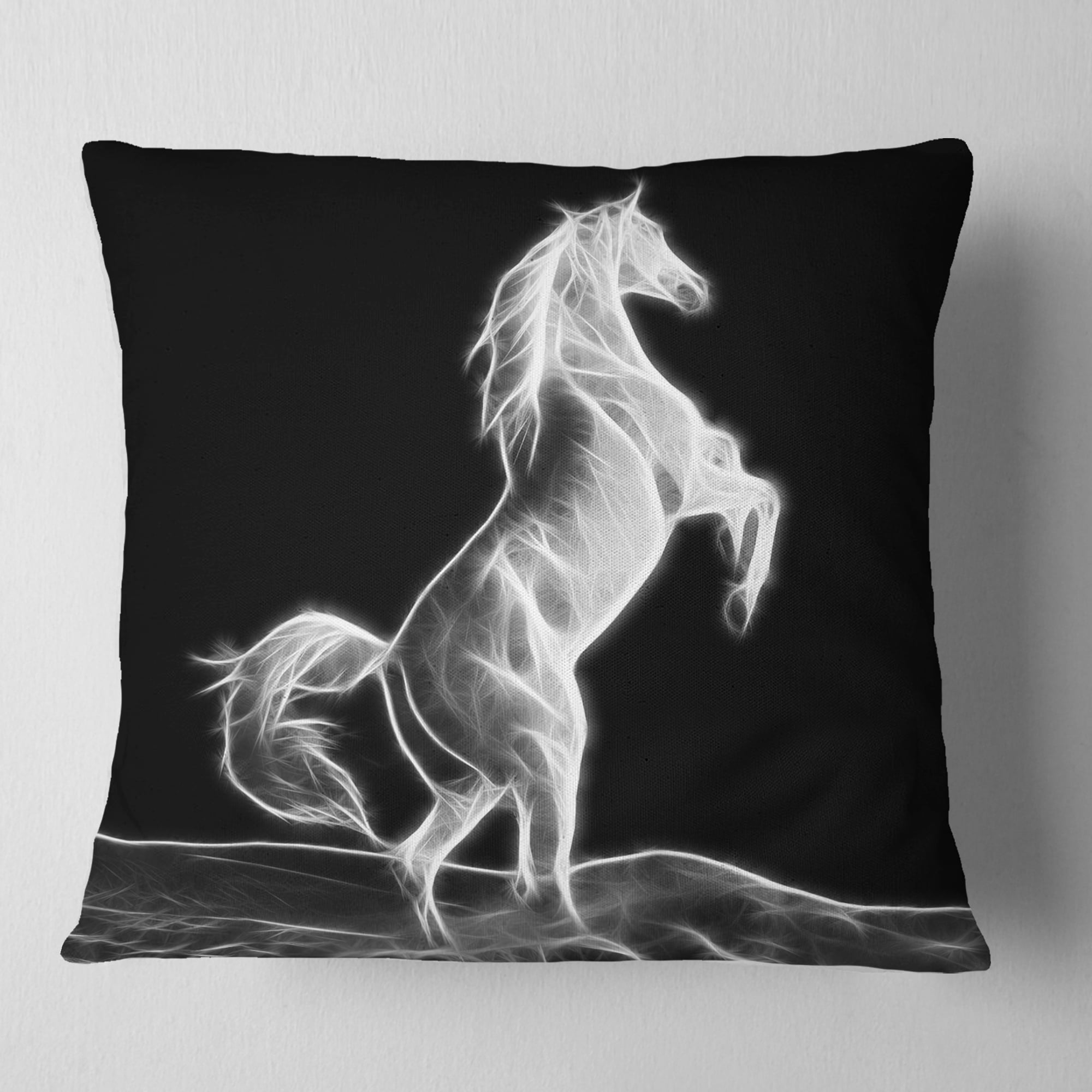 Designart Large White Horse Sculpture - Animal Throw Pillow - 18x18