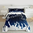 thumbnail image 2 of Homewish Musical Notes Melody Bedding Comforter Set,Music Lover Silhouette Twin Comforter Sets,White Blue Bedding Set For Teens,Breathable Home Decor Reversible,2-Piece, 2 of 8