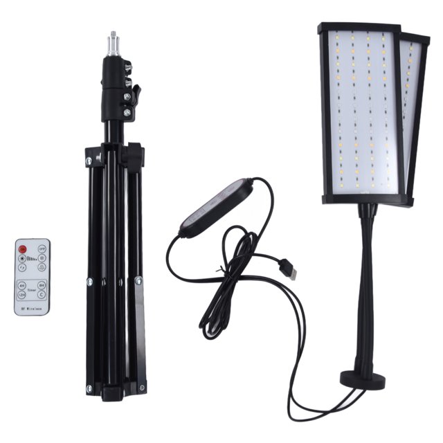 Luz LED para cultivo de plantas, lámpara de plantas regulable por USB, función de temporizador de espectro completo con trípode y control remoto para jardín e invernadero
