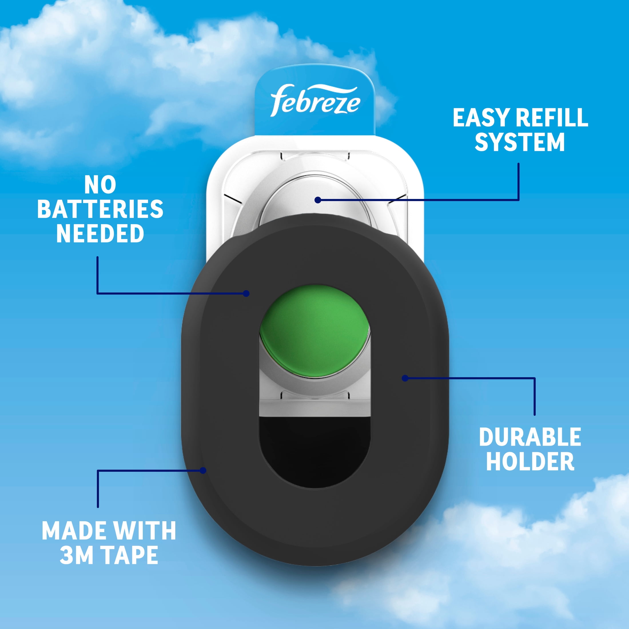 Febreze Trash Odor Fighter, Gain Original Scent, 1 Holder + 1 Refill