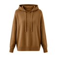 thumbnail image 4 of Warm Sweaters for Women Crew Neck Soft Hoodies Fall Winter Cozy Knitted Drawstring Hooded Pullover Khaki S, 4 of 4