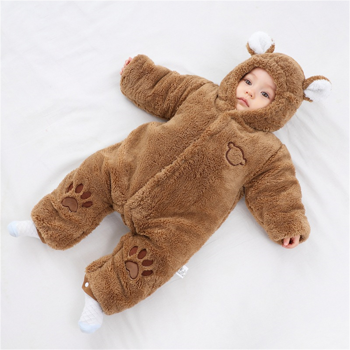 Baby Snowsuit Infant Winter Fleece Snowsuit Romper Baby Bear Outfit