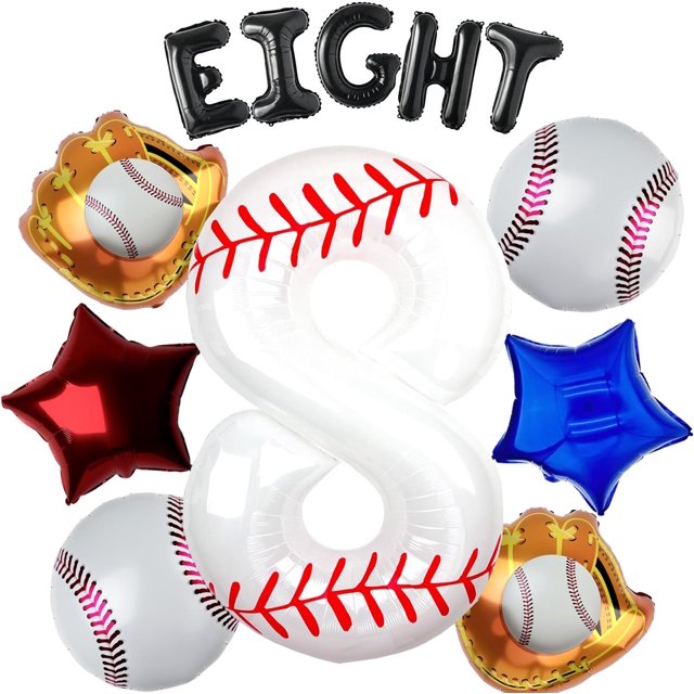 Yanonmyfd Baseball Balloons 1st Birthday Decorations for Boy, 40 Inch Number 1 Balloon Rookie of the Year First Birthday, Baseball Party Decorations Sports Theme Foil Mylar Balloon,Set,8th