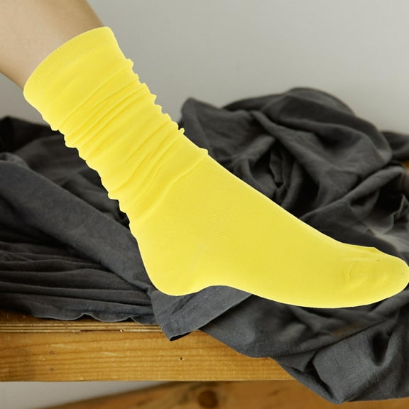 LEORX Socks Women Bright Yellow Cotton 1 Pair Breathable Over the Knee Socks