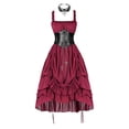 thumbnail image 5 of KLHDSF Women's Vintage Punk Gothic Dress Necklace Set Halloween Renaissance Costume Party Outfit Red L, 5 of 6