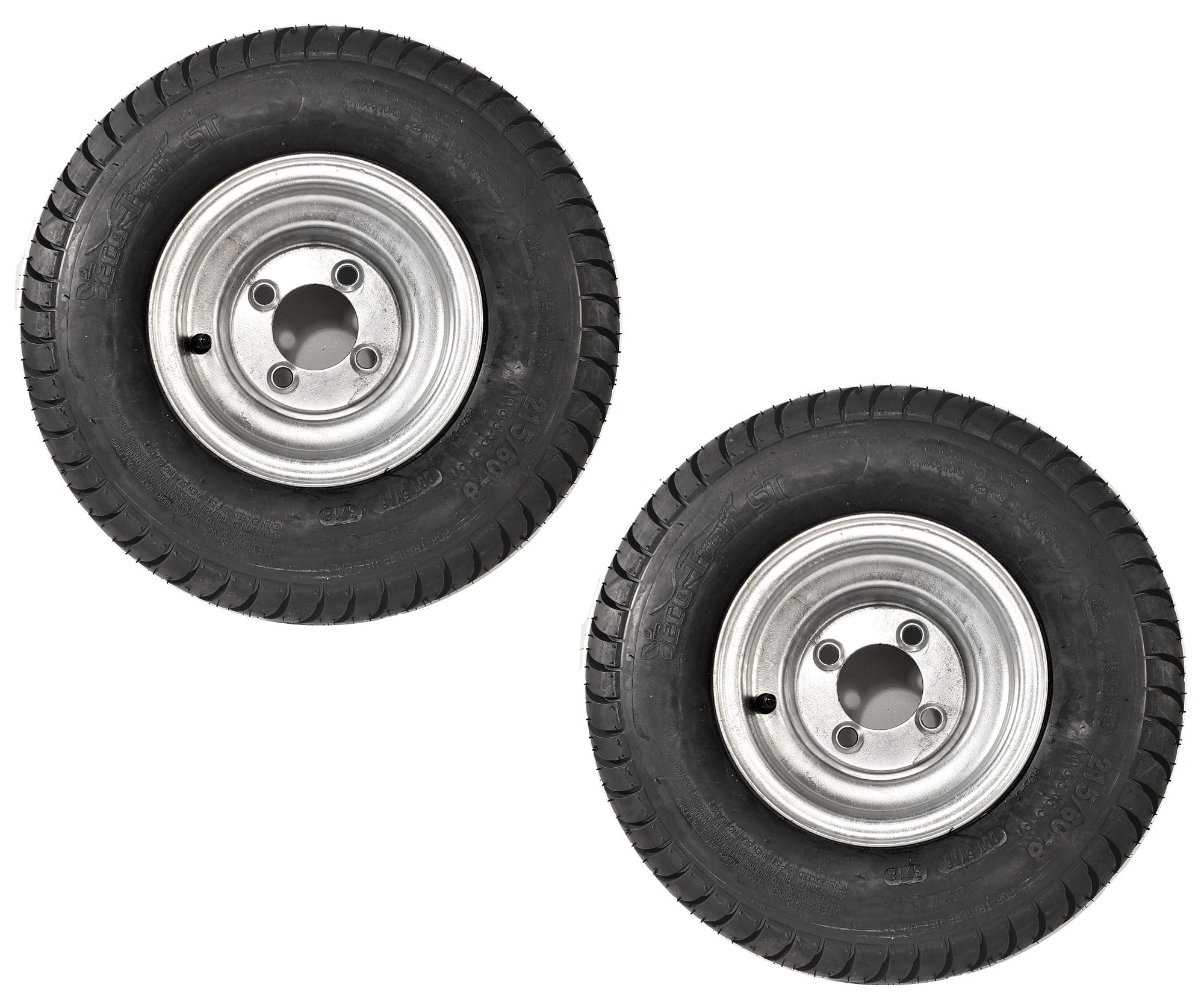 2-Pack Trailer Tire On Rim 18.5X8.5-8 215/60-8 Load C 4 Lug Galvanized Wheel
