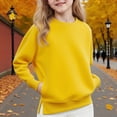 thumbnail image 2 of Drop Shoulder Sweatshirt for Girls, Big Girls Youth Sweatshirt Side Split Fashion Outfit 3-14 Years Pocket Sweatshirt Casual Wear Layering Piece Long Sleeve Top, Yellow 120, 2 of 4