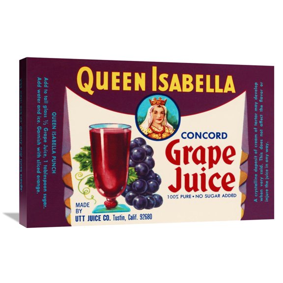 Global Gallery Retrolabel 'Queen Isabella Concord Grape Juice' Canvas Wall Art