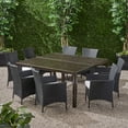 thumbnail image 3 of GDF Studio Dane Outdoor Aluminum and Wicker 8 Seater Dining Set with Cushion, Glossy Black, Black, and White, 3 of 13