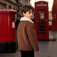 thumbnail image 5 of GiLiling Baby Boy Winter Corduroy Sherpa Fleece Jacket Toddler Boys Winter Fall Fleece Jacket Button down Thermal Outerwear (Brown, 11 Years), 5 of 7