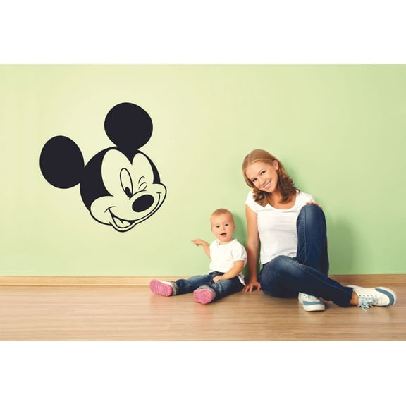 Kids Cute Mouse Happy Wink Face Cartoon Wall Sticker Art Decal for Girls Boys Children Room Bedroom Nursery Kindergarten House Fun Home Decor Stickers Wall Art Vinyl Decoration Size (20x20 inch)