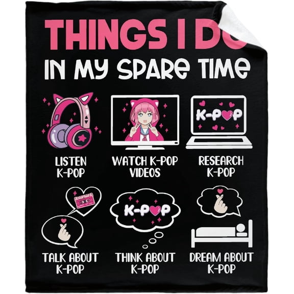 Kpop Blanket K Pop Gifts for Baby K-Pop Lovers Plush Stuff Kpop Decor Things I Do in My Spare Time Lightweight Soft Fleece Blanket for Bed Sofa Office Travel All Season Use 30"X40" for Infant/Pet