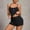 Black, variant on Women's Two Piece Pajama Set Button Front Cami Top and Shorts Lounge Set Sleepwear