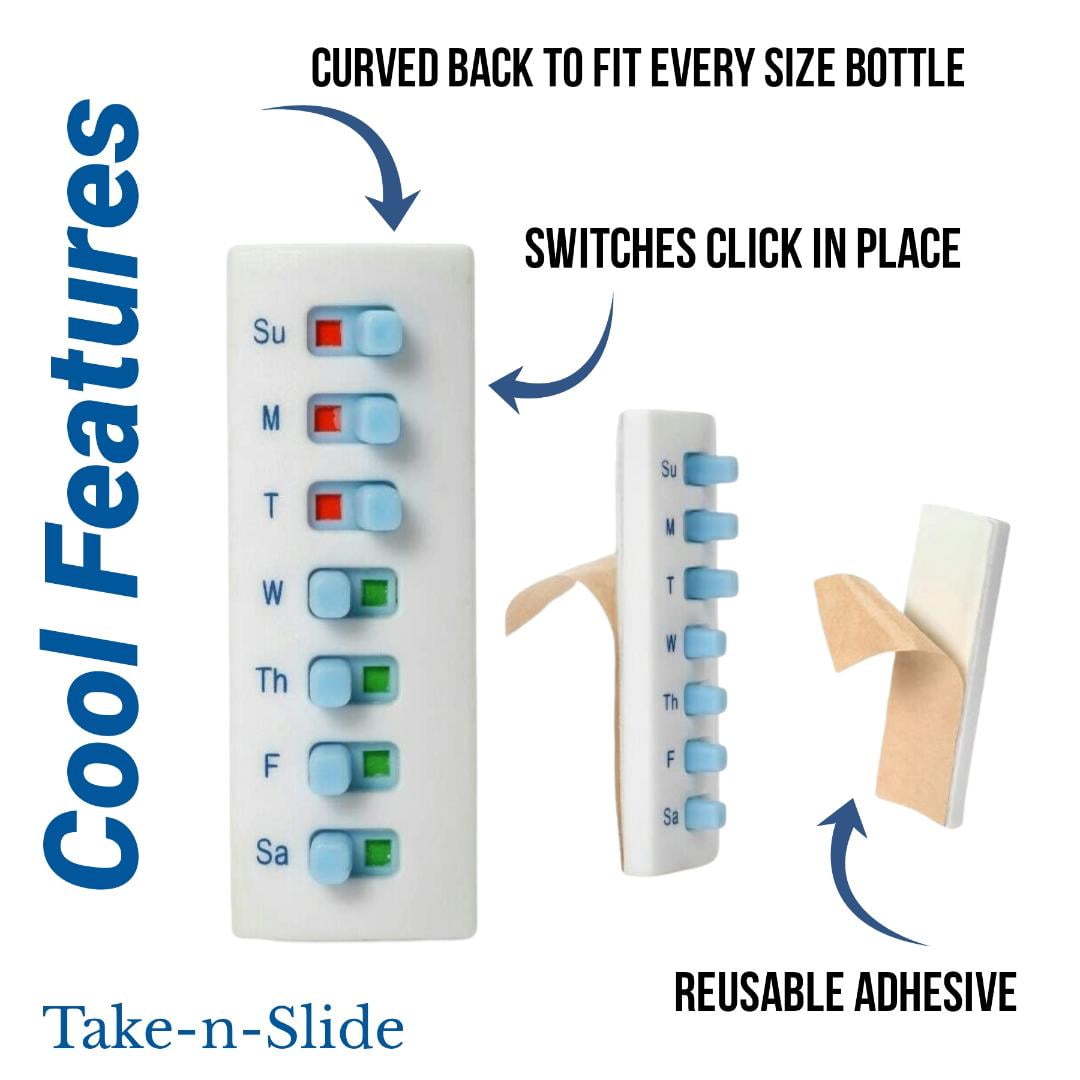 5 Pack Medication Tracker Take-n-Slide Organizer Alternative 7 Days