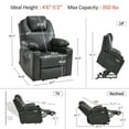 thumbnail image 5 of MCombo Electric Power Lift Recliner Chair Sofa with Massage and Heat for Elderly, 3 Positions, 2 Side Pockets, and Cup Holders, USB Ports, Faux Leather 7141 Grey, Small, 5 of 10