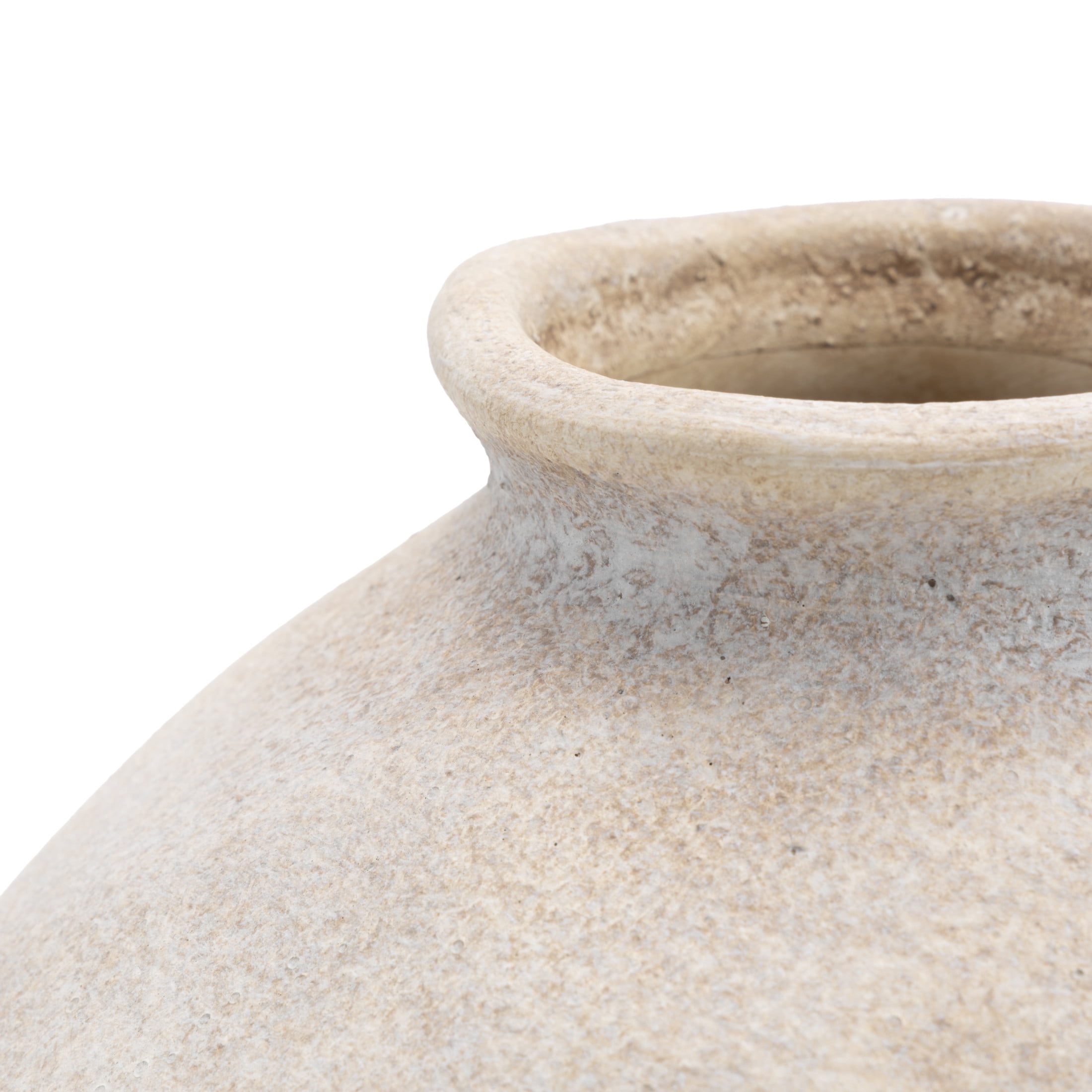 DecMode 7" Antique Style Washed Cream Ceramic Vase