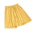 thumbnail image 5 of AHTJRT Cotton Pajama Shorts for Women Drawstring Elastic Waist Indor Nightwear Wide Leg Lounge Shorts with Pockets Yellow L, 5 of 7