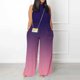 thumbnail image 1 of ICHUANYI Clearance Women Print Jumpsuit Pajamas Casual Buttons Pocket Sleeveless Wide Leg Long Pants(Purple, XL) ICHUANYI WER2023081117863, 1 of 5