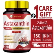 CARE GIFT Astaxanthin 24mg Supplement - 16 in 1 Lutein Zeaxanthin Blackcurrant, Eye Skin Joint Support Antioxidant, 150 Softgels