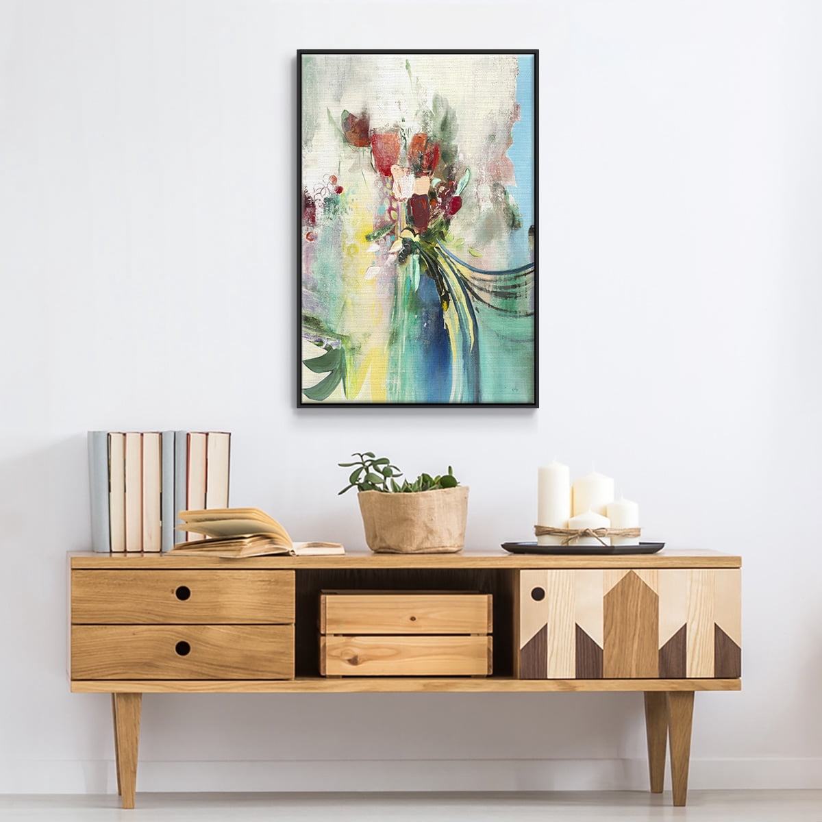 Celebration I Framed Premium Gallery Wrapped Canvas - Ready to Hang - 25 x 37 - Black Floating Frame