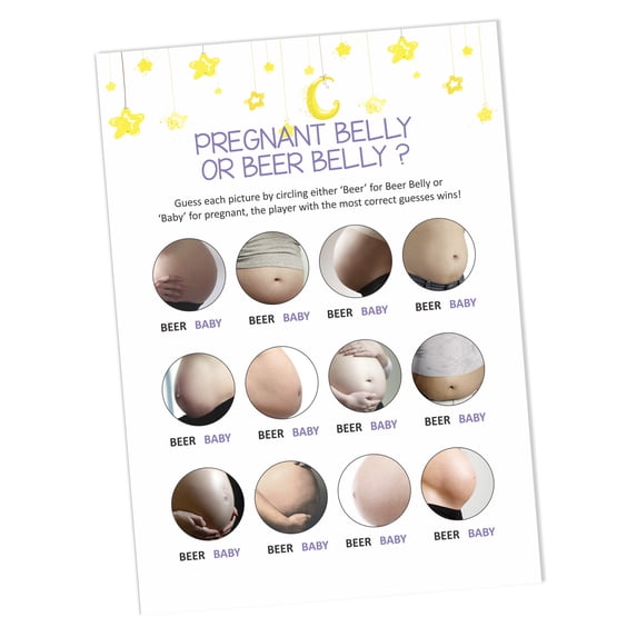 InkdotpotPack of 30,Girl/BoyBabyShower Party Collection,Baby Belly Or Beer Belly Game,BabyShower Party Games, Activities, Decorations,Giraffe ThemeParty Supplies