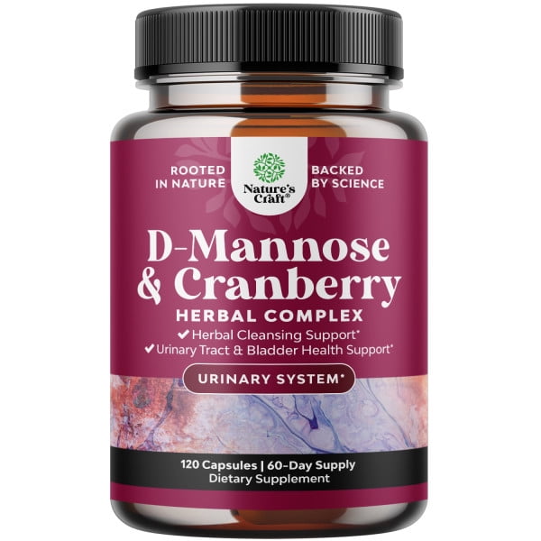 Natures Craft D-Mannose 1000 mg with Cranberry, 120 Capsules