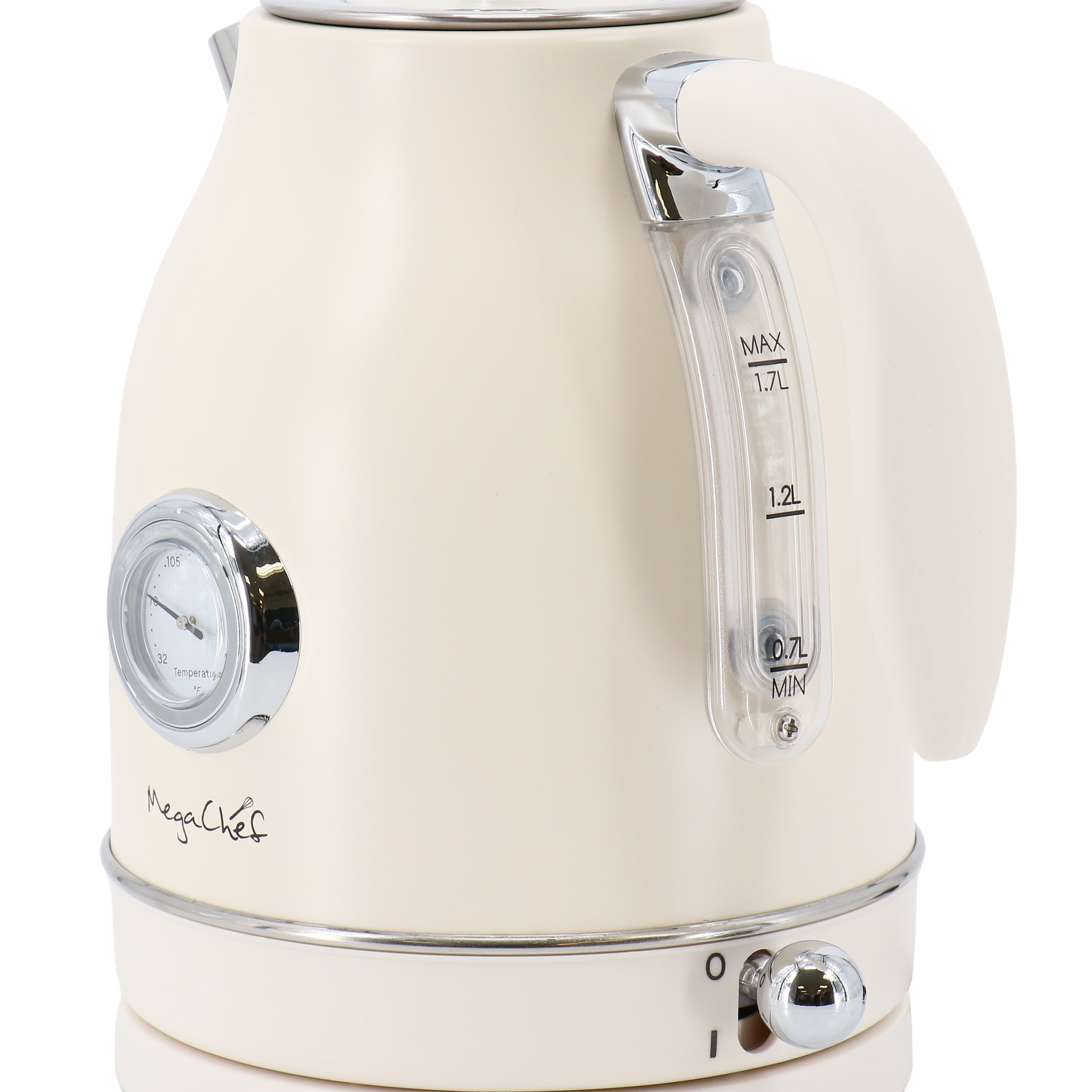 MegaChef 1.7 Liter Electric Tea Kettle and 2 Slice Toaster Combo in Matt Cream