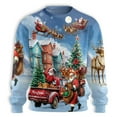 thumbnail image 2 of Classic Santa Christmas Sweatshirt, Vintage Holiday Reindeer Scene Crewneck, Festive Snowy Village Xmas Pullover, Cozy Winter Gift for Men Women Friends, 2 of 6
