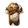 thumbnail image 6 of Lsque Cartoon Cheetah With Attitude print Men's Cuban Collar Short Sleeve Shirt Summer Beachwear Casual Button Down Fashionable Vacation Leisure Shirt-3X-Large, 6 of 7
