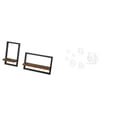 thumbnail image 1 of Estantes flotantes de madera de estilo rústico moderno y vinilos decorativos de pared con forma de y espejo acrílico para cocina, oficina, comedor, 1 of 8
