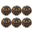 thumbnail image 2 of Gaeub Quirky Owl With Glasses Print 6 Pcs Leather Coasters for Drinks ,Drink Coasters Sets,Drink Table Cup Coasters for Living Room Kitchen Coffee Decor,Round Shape, 2 of 7
