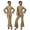 Rose Gold, variant on 70s Disco Two Piece Costume, 70s Disco Metallic Shiny Two Piece Outfit, Bell Sleeve V Neck Top & Flare Pants for Halloween Retro Party Cosplay, Multi Color Glossy Costume Set, Beige L