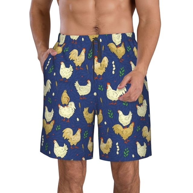 Fotbe Funny Chicken Trajes de Baño Estampados para Hombre, Shorts de Verano de Secado Rápido, Ropa de Playa, Bañadores-X-Large