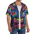 thumbnail image 2 of Naloa Neon Graffiti Urban Art Men's Loose Fit Cuban Collar Short-Sleeve Shirt, Hawaiian Shirts, Mens Shirts Casual for Everyday Wear Outings-Small, 2 of 5