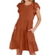 thumbnail image 2 of Puntoco Vestido De Manga Corta De Verano De Color Sólido Para Mujer Naranja Xl,Regalos Para Mujer Joven, 2 of 9